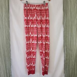 Christmas Pajama bottoms Red White Reindeer Christmas Tree Joggers Unisex Size S